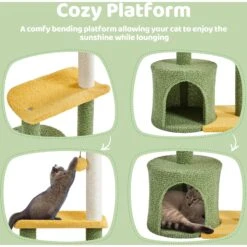 Yaheetech 37-in Coconut Palm Cat Tree, Small, Green & Yellow -Cat Supplies 871710 PT5. AC SS1800 V1686249557