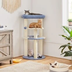Yaheetech 35.5-in Cat Tree With Space Capsule, Small, Blue & Beige