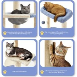 Yaheetech 35.5-in Cat Tree With Space Capsule, Small, Blue & Beige -Cat Supplies 871726 PT4. AC SS1800 V1686245905
