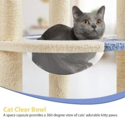 Yaheetech 35.5-in Cat Tree With Space Capsule, Small, Blue & Beige -Cat Supplies 871726 PT6. AC SS1800 V1686243415