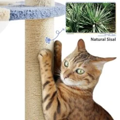Yaheetech 35.5-in Cat Tree With Space Capsule, Small, Blue & Beige -Cat Supplies 871726 PT7. AC SS1800 V1686247335
