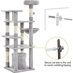 Yaheetech 4-Level Cat Tree, 56.5-in, Medium, Light Gray -Cat Supplies 871774 PT6. AC SS1800 V1686250418