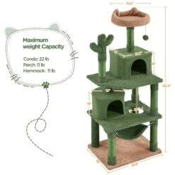 Yaheetech 62.5-in Cactus Cat Tree, Medium, Green & Brown -Cat Supplies 871822 PT2. AC SS1800 V1688738709