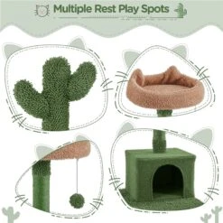 Yaheetech 62.5-in Cactus Cat Tree, Medium, Green & Brown -Cat Supplies 871822 PT3. AC SS1800 V1688738708