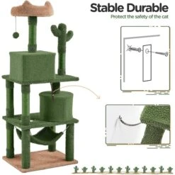 Yaheetech 62.5-in Cactus Cat Tree, Medium, Green & Brown -Cat Supplies 871822 PT8. AC SS1800 V1688738707
