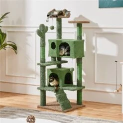 Yaheetech 54.5-in Cactus Cat Tree, Medium, Green & Brown