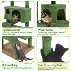 Yaheetech 54.5-in Cactus Cat Tree, Medium, Green & Brown -Cat Supplies 871870 PT4. AC SS1800 V1688738706