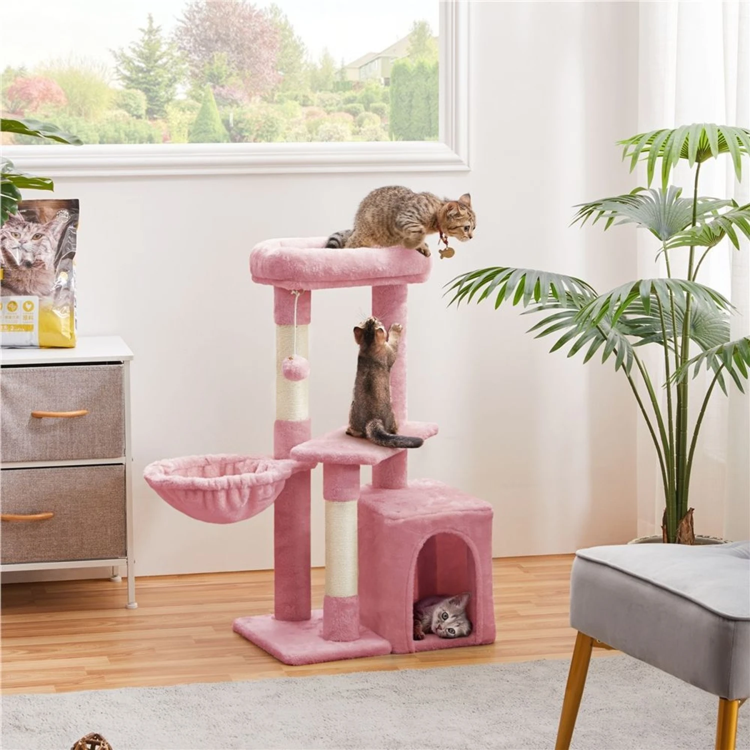 Yaheetech 34.5-in Plush Cover Cat Tree 3 Yaheetech 34.5-in Plush Cover Cat Tree