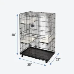 Frisco Collapsible Wire Cat Cage Playpen & Van Ness High Side Corner Cat Litter Pan, Blue -Cat Supplies 933382 PT2. AC SS1800 V1692304951