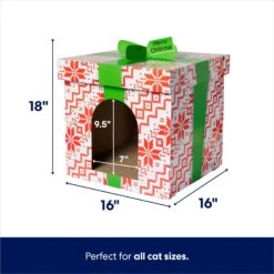 Frisco Holiday Gift Box Cardboard Cat House & Frisco Holiday Santa's Workshop Cardboard Cat House -Cat Supplies 986158 PT2. AC SS1800 V1698258056