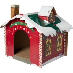 Frisco Holiday Gift Box Cardboard Cat House & Frisco Holiday Santa's Workshop Cardboard Cat House -Cat Supplies 986158 PT5. AC SS1800 V1698257735