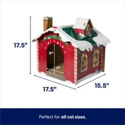 Frisco Holiday Gift Box Cardboard Cat House & Frisco Holiday Santa's Workshop Cardboard Cat House -Cat Supplies 986158 PT6. AC SS1800 V1698258344