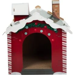 Frisco Holiday Gift Box Cardboard Cat House & Frisco Holiday Santa's Workshop Cardboard Cat House -Cat Supplies 986158 PT7. AC SS1800 V1698258405