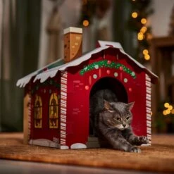 Frisco Holiday Christmas Tree Cardboard Cat House & Frisco Holiday Santa's Workshop Cardboard Cat House -Cat Supplies 986190 PT8. AC SS1800 V1698258406