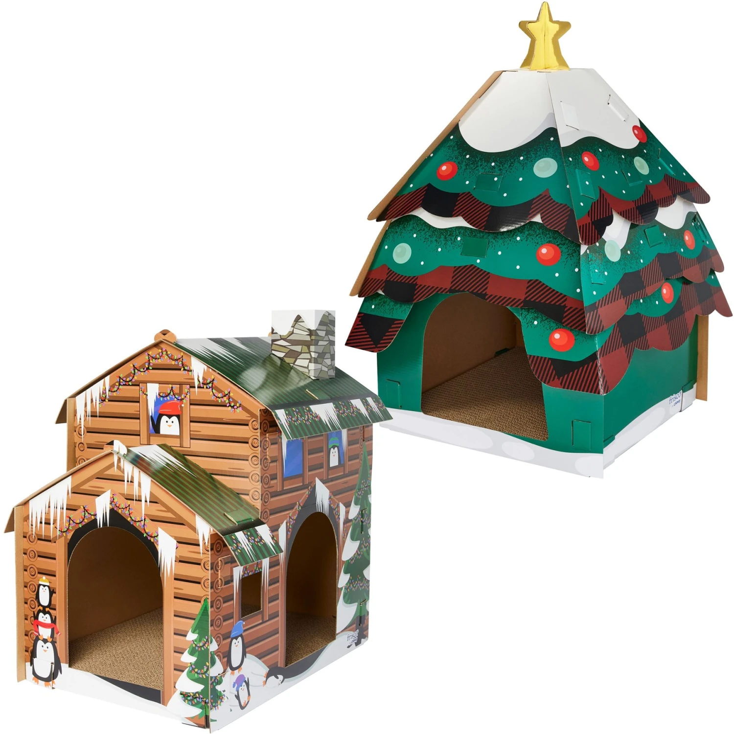 Frisco Holiday Log Cabin Cardboard Cat House & Frisco Holiday Christmas Tree Cardboard Cat House 3 Frisco Holiday Log Cabin Cardboard Cat House & Frisco Holiday Christmas Tree Cardboard Cat House
